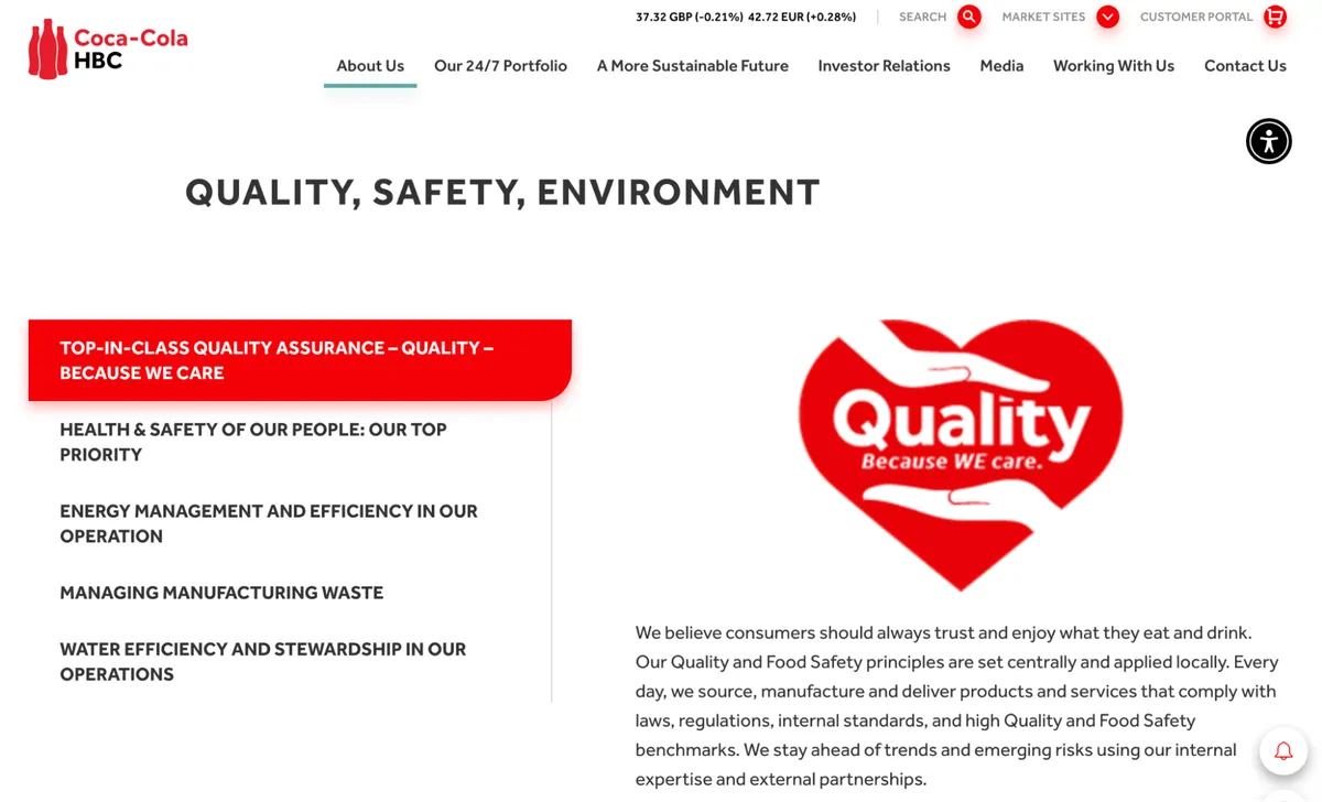 coca cola hbc website screenshot