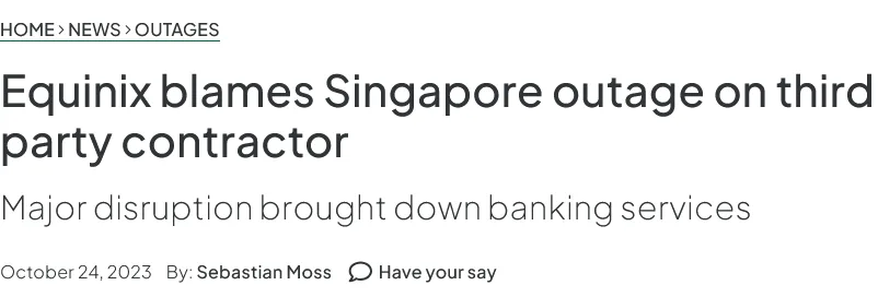 Equinix outage news headline