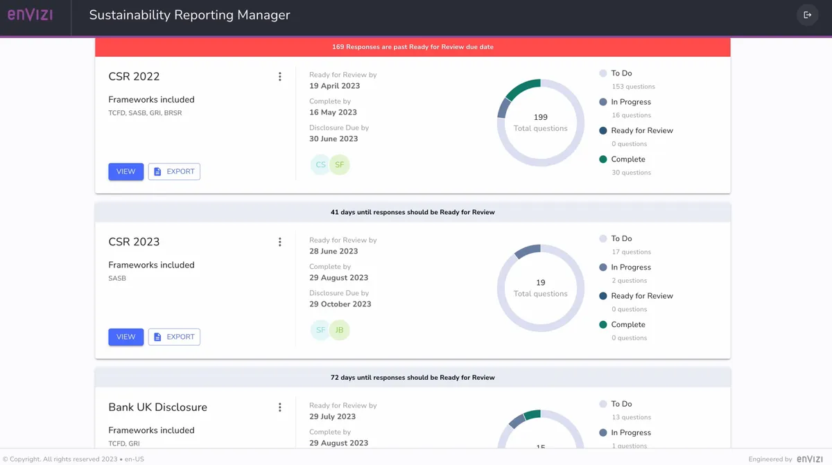 IBM’s Envizi ESG Suite screenshot