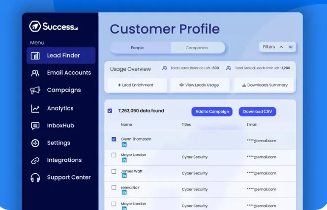 Success.ai dashboard