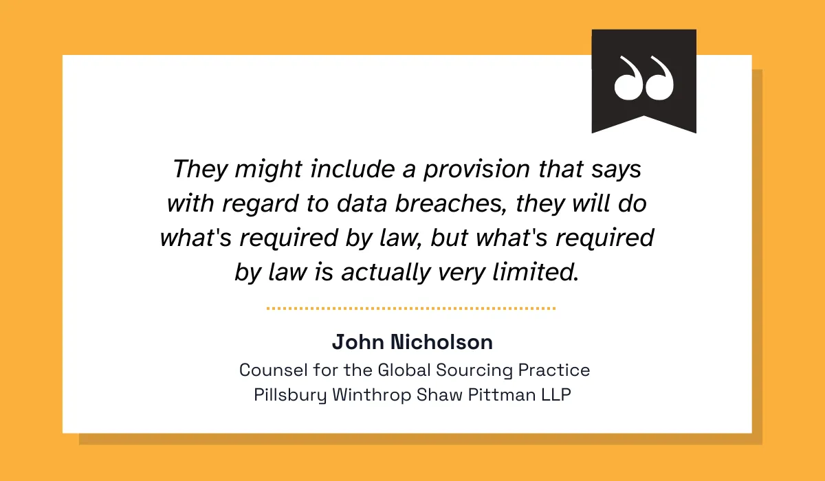quote on what third party vendors might do in case of an issue