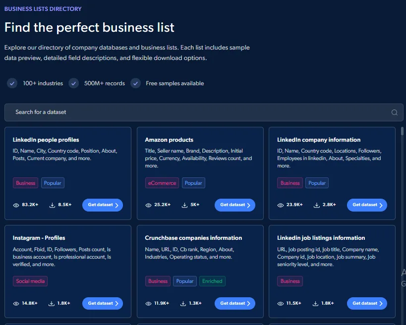 Bright Data dashboard
