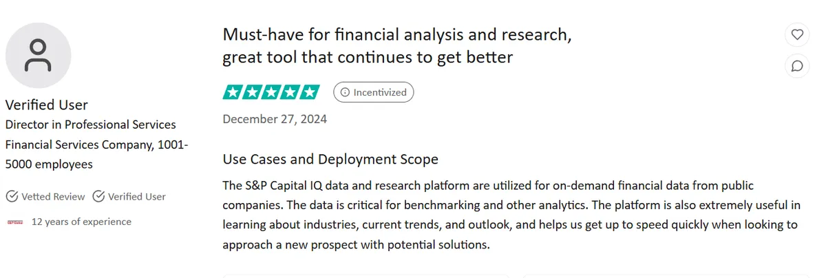 S&P Capital IQ Pro user review