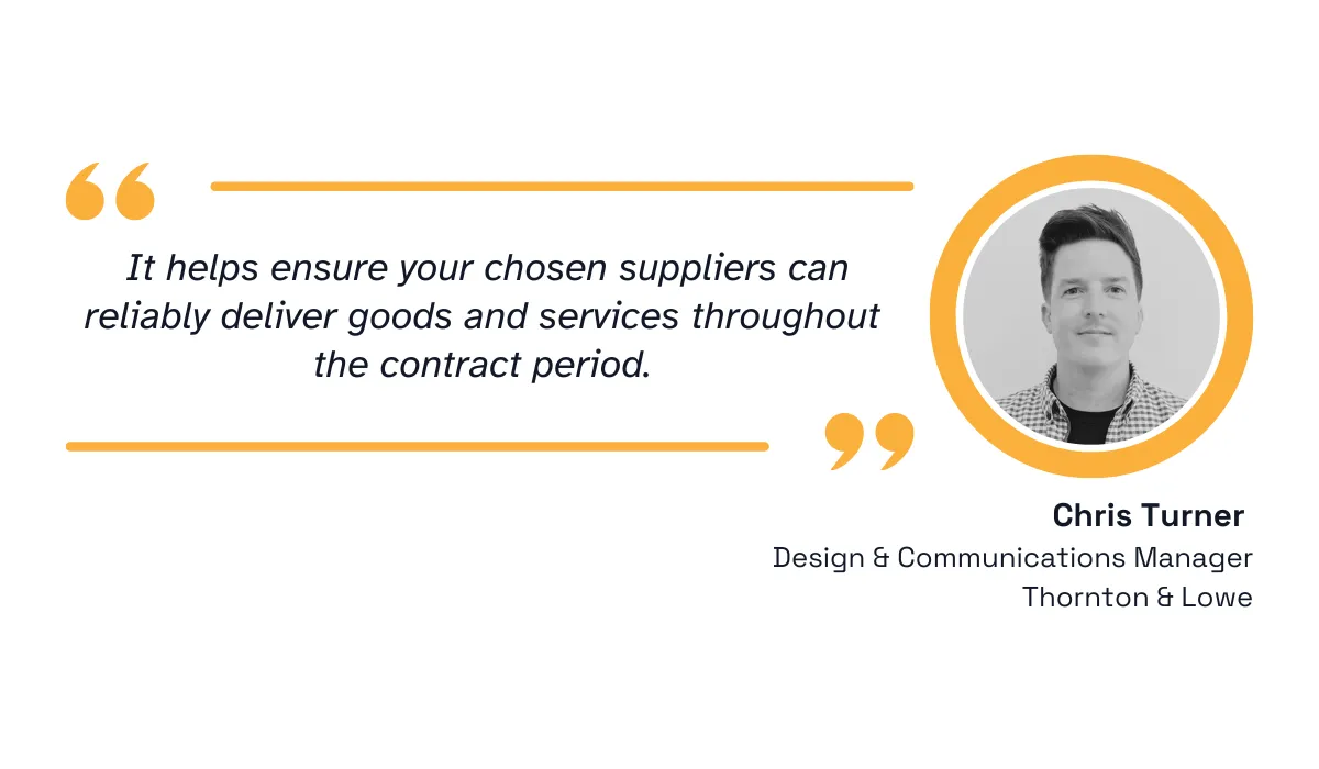 quote on how a supplier’s financial stability is a good indicator of their reliability