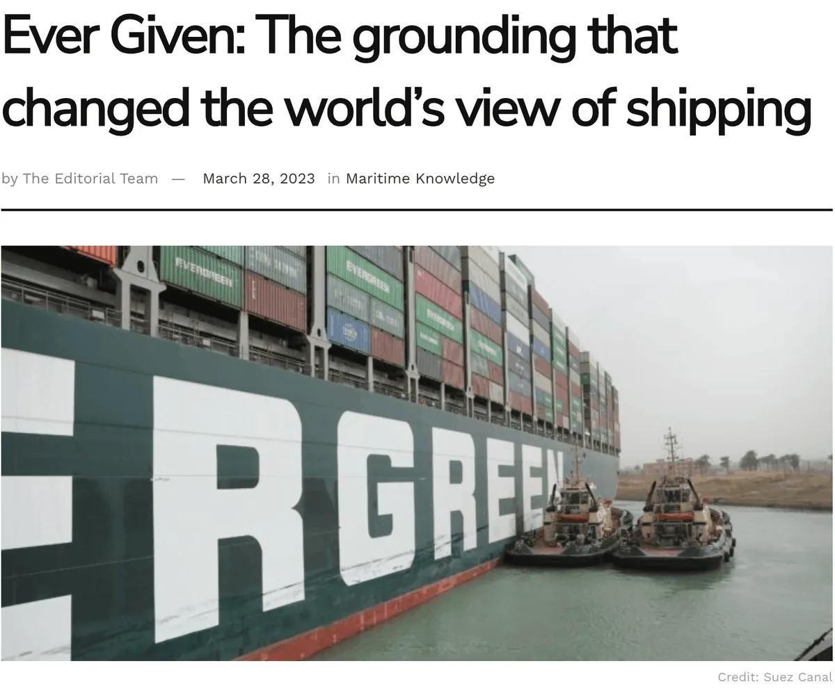 Ever Given: The grounding that changed the world’s view of shipping news article headline