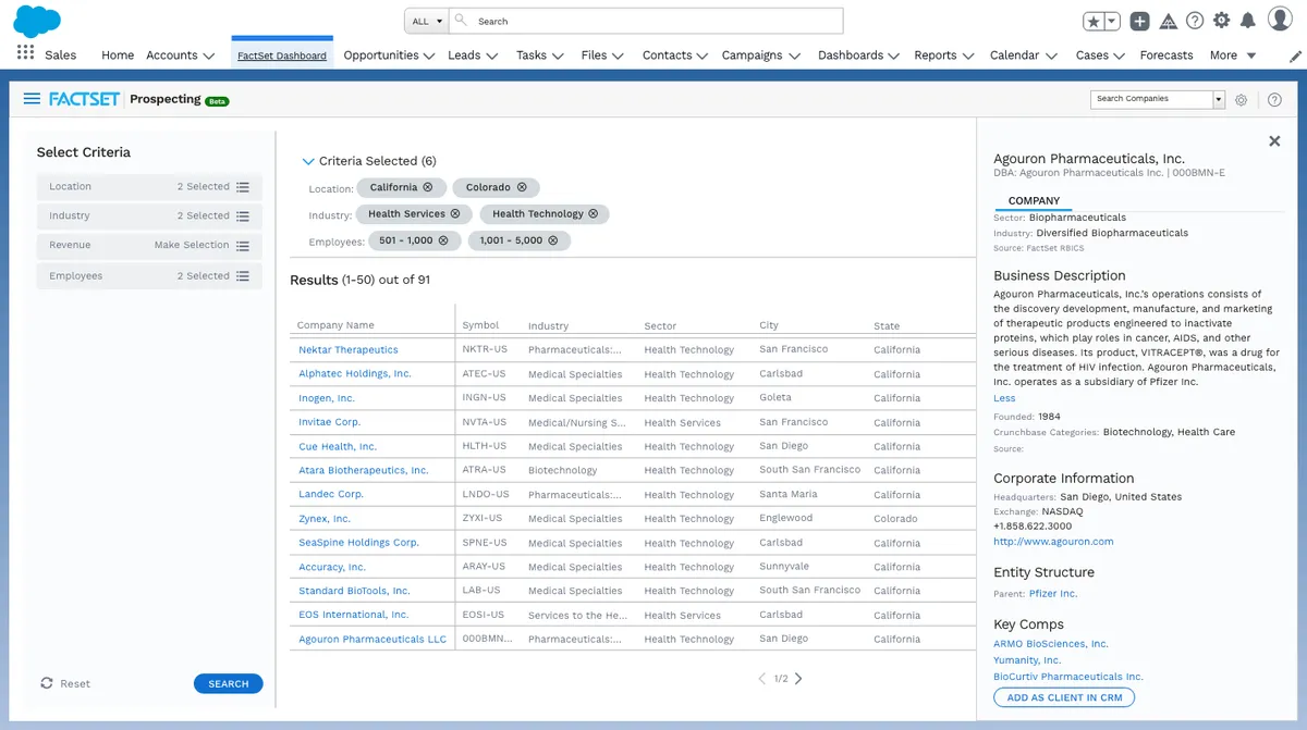 factset tool screenshot
