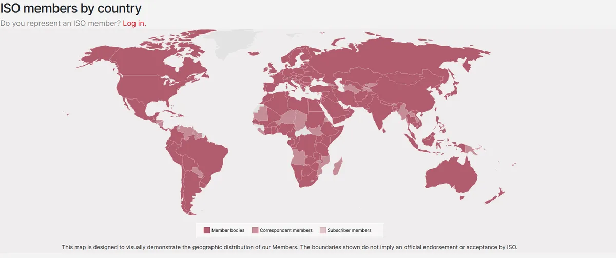 ISO members by country map