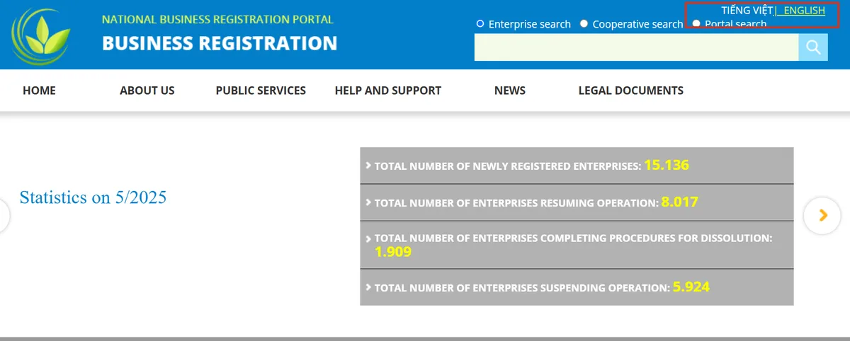 National Registration Portal dashboard