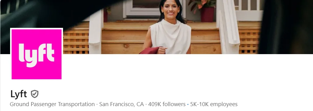 Lyft LinkedIn company page classified under Ground Passenger Transportation