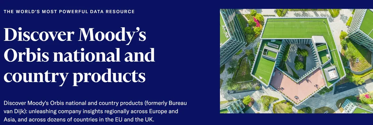 Moody's Orbis dashboard