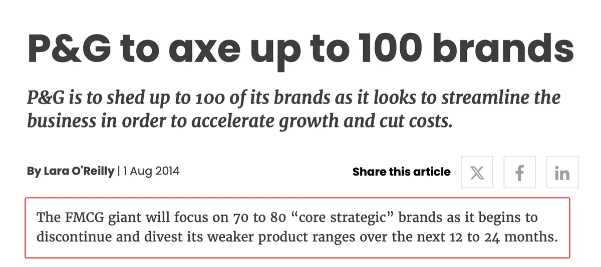 P&G brand divestment article screenshot