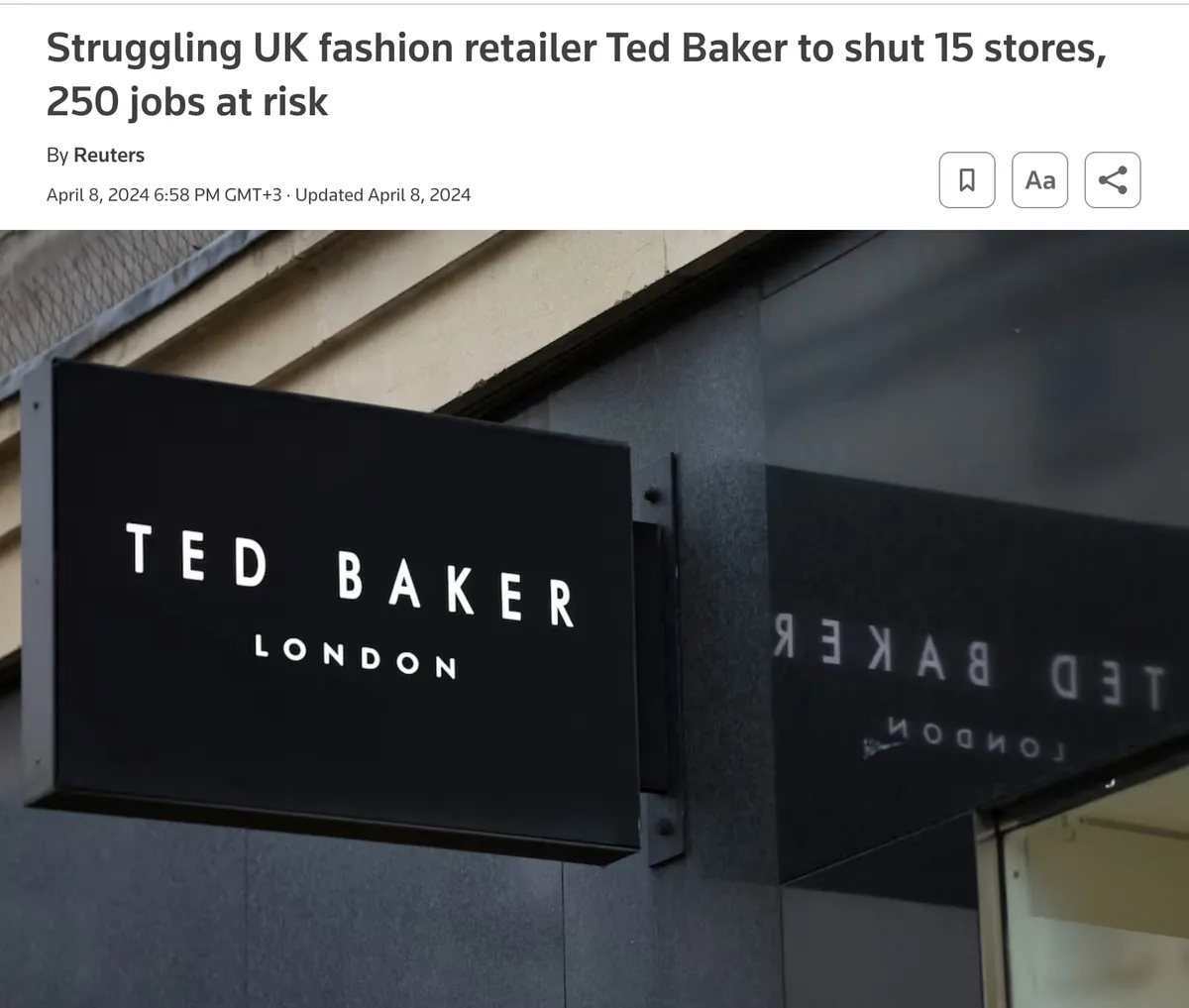 Ted Baker store closures and job losses