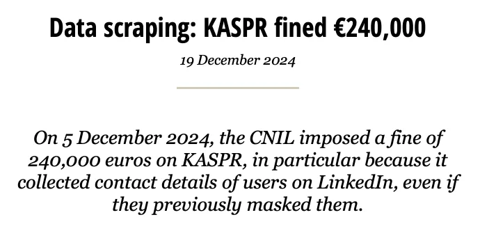 CNIL fine against KASPR for scraping LinkedIn contact details