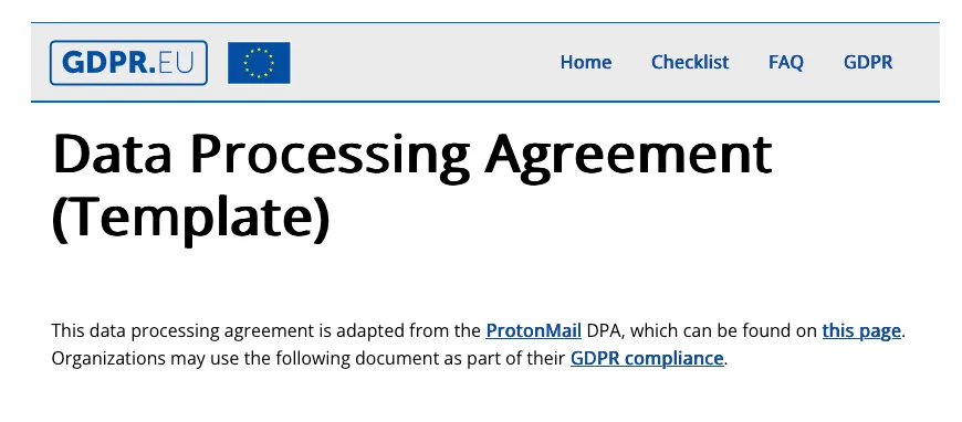 GDPR.EU Data Processing Agreement template screenshot