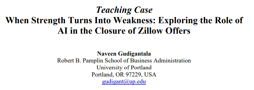 Teaching case on AI’s role in the closure of Zillow Offers