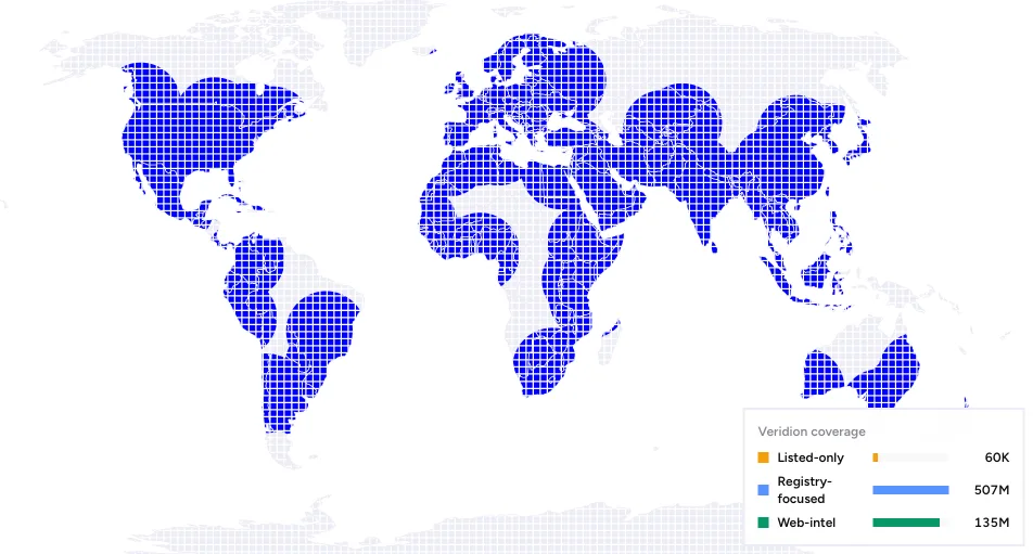 Veridion global company coverage map