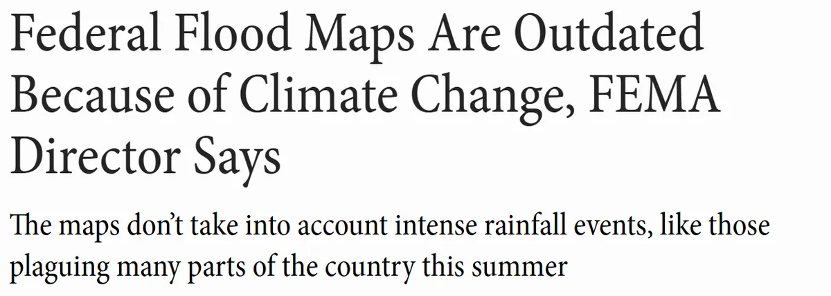 FEMA flood maps outdated due to climate change article headline