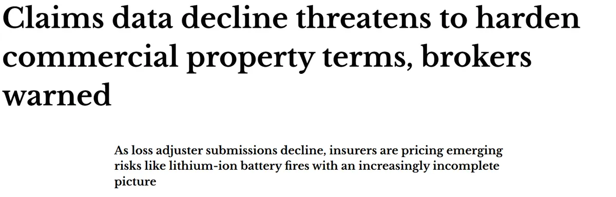 Claims data decline threatens commercial property pricing for emerging risks