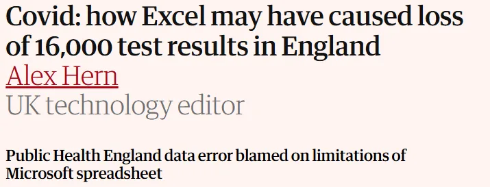 COVID: How Excel May Have Caused the Loss of 16,000 Test Results in England