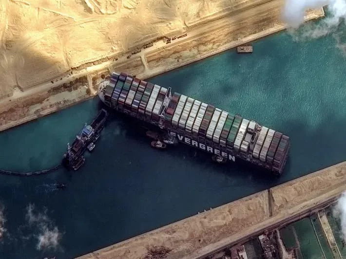Ever Given container ship blocking the Suez Canal