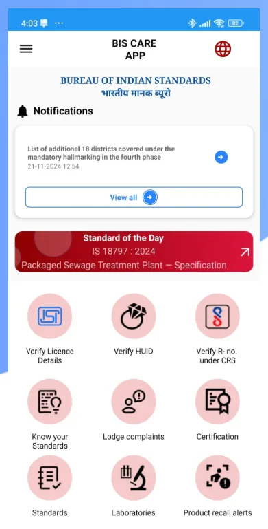 BIS Care dashboard