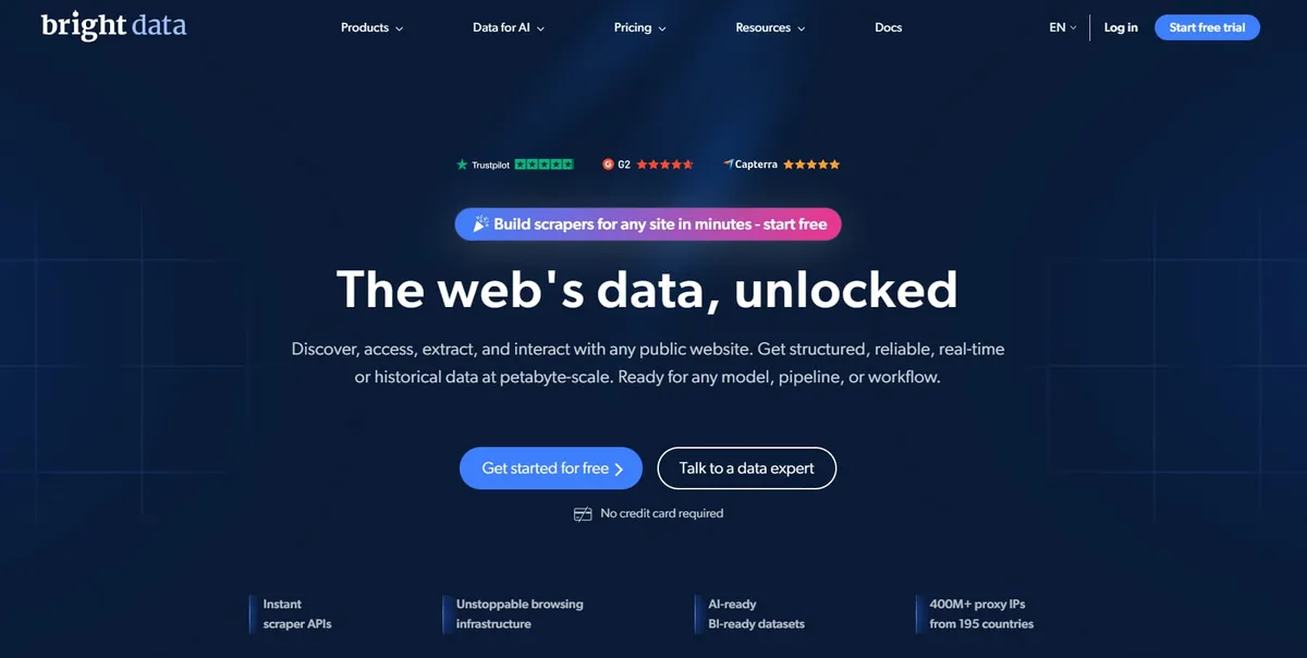 Bright Data dashboard