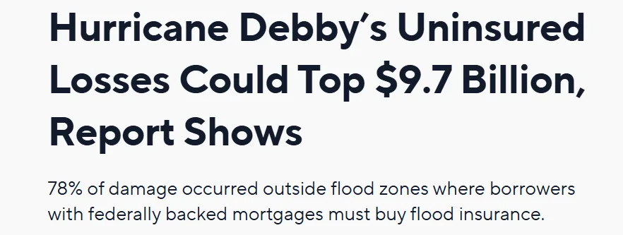 Hurricane Debby uninsured losses could top $9.7 billion headline