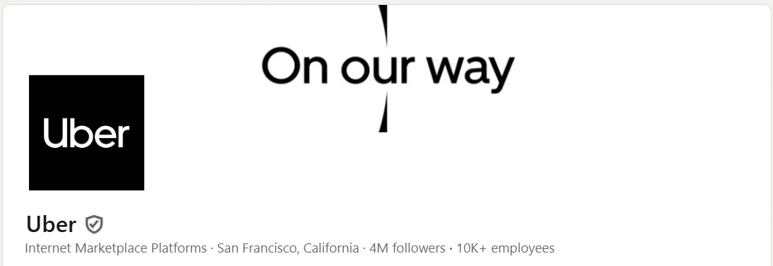 Uber LinkedIn company page classified under Internet Marketplace Platforms