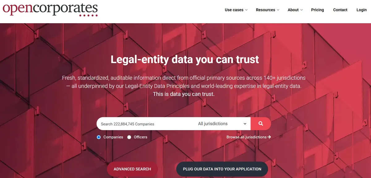 OpenCorporates dashboard