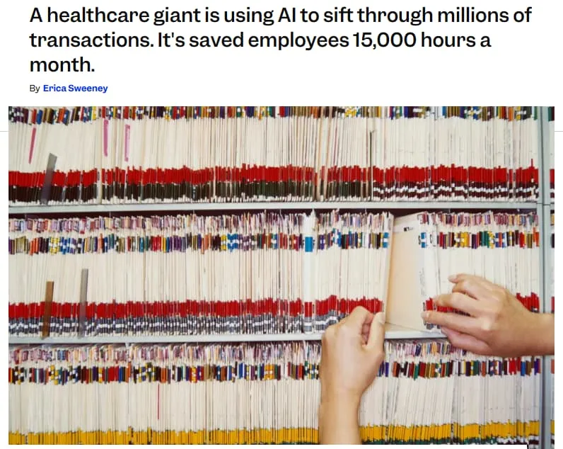 AI transaction analysis saves healthcare employees 15,000 hours monthly