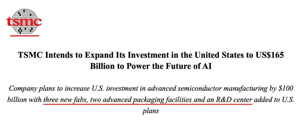 TSMC U.S. investment expansion article screenshot