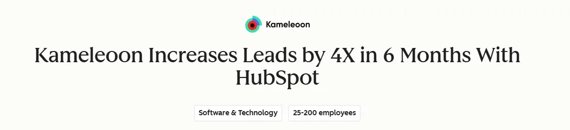 Kameleoon case study on increasing leads 4X in six months with HubSpot