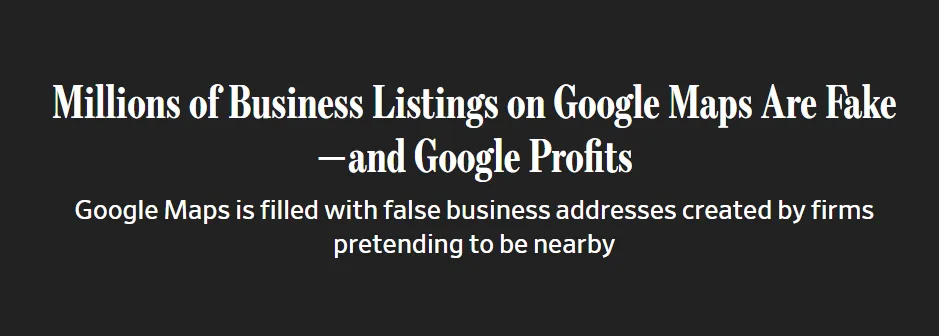 Fake business listings and addresses on Google Maps