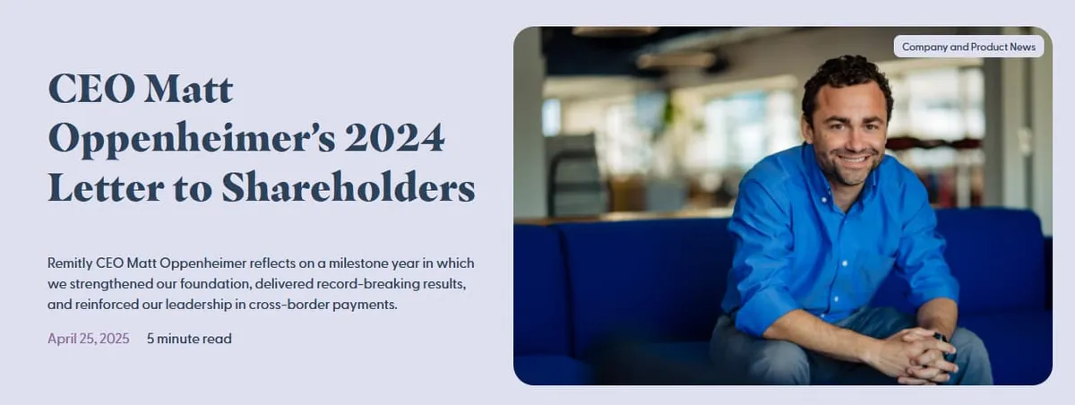 Remitly CEO Matt Oppenheimer’s 2024 letter to shareholders