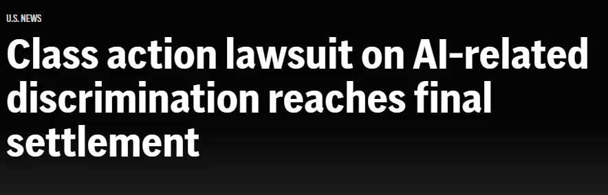 U.S. News headline about an AI discrimination lawsuit settlement