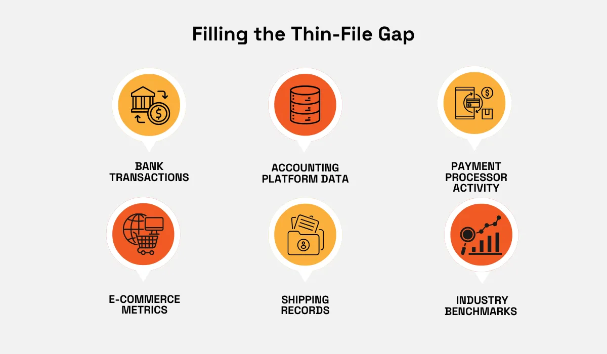 Data sources that fill thin-file gaps