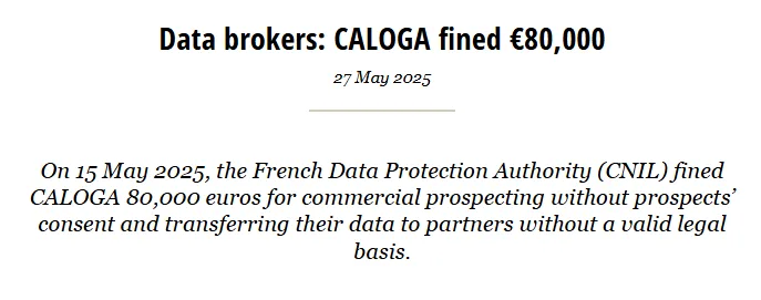 Data Brokers: CALOGA Fined €80,000