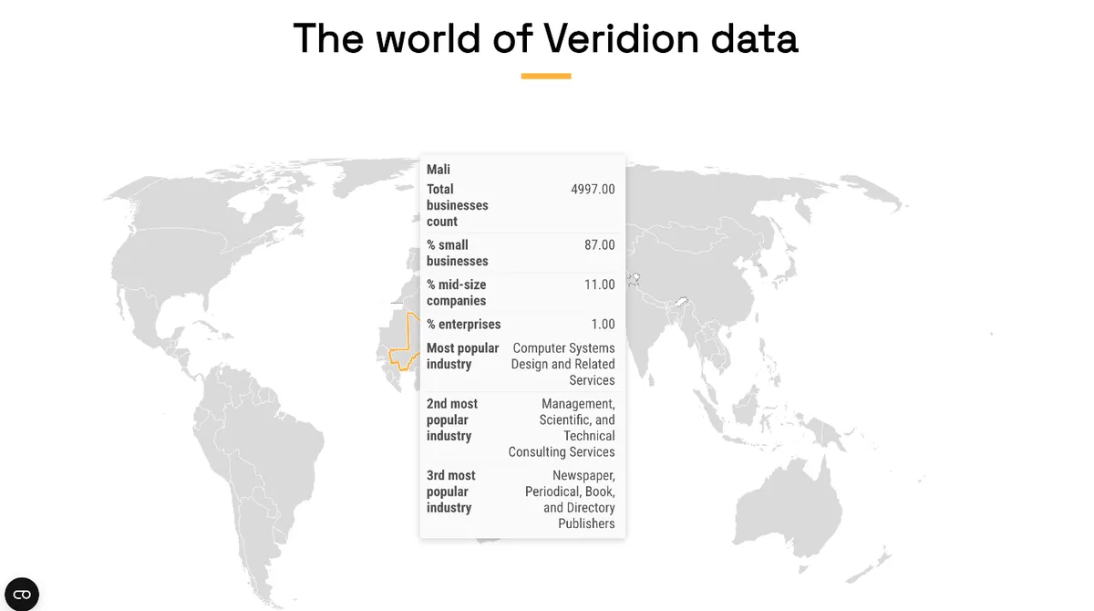 Veridion dashboard